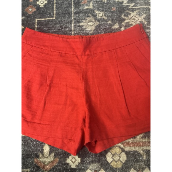J.CREW Pants - J Crew Coral Red Pintuck Suit Short in Stretch Linen Blend Shorts, Size 4